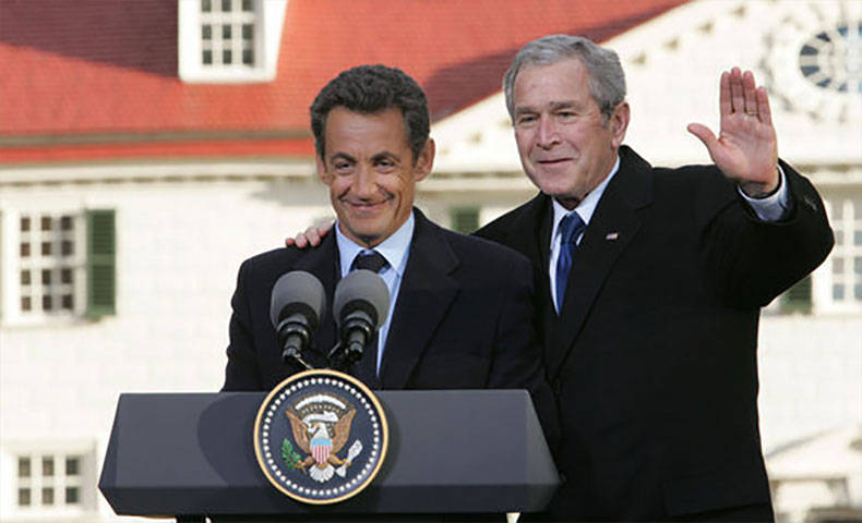 サルコジ大統領とブッシュ大統領
